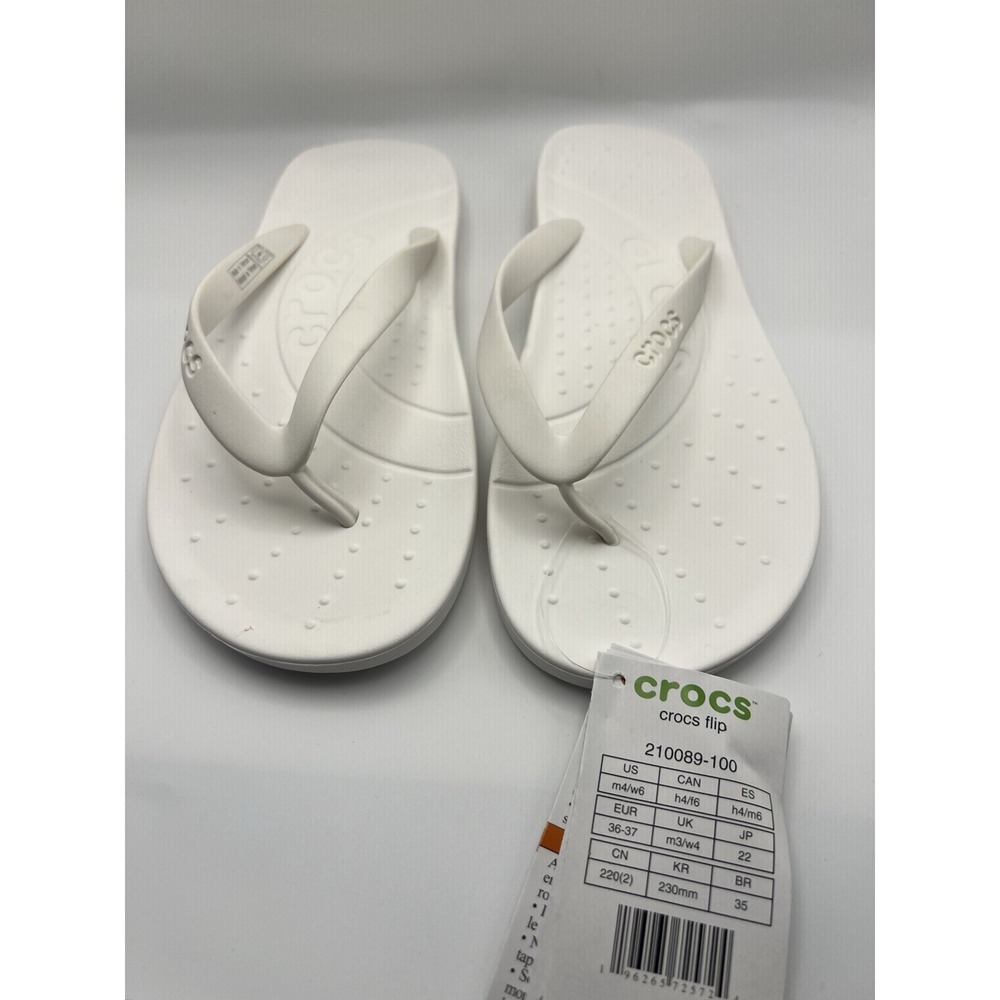 Crocs Adult Flip Flop Summer Sandals White Men 4 Women 6 - Picture 4 of 7